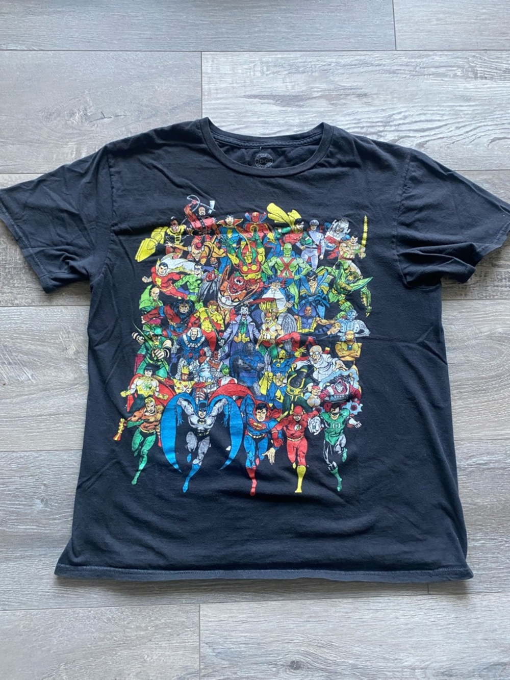 DC Comics Superhero Graphic Tee Kids Sz Large Black Short Sleeve